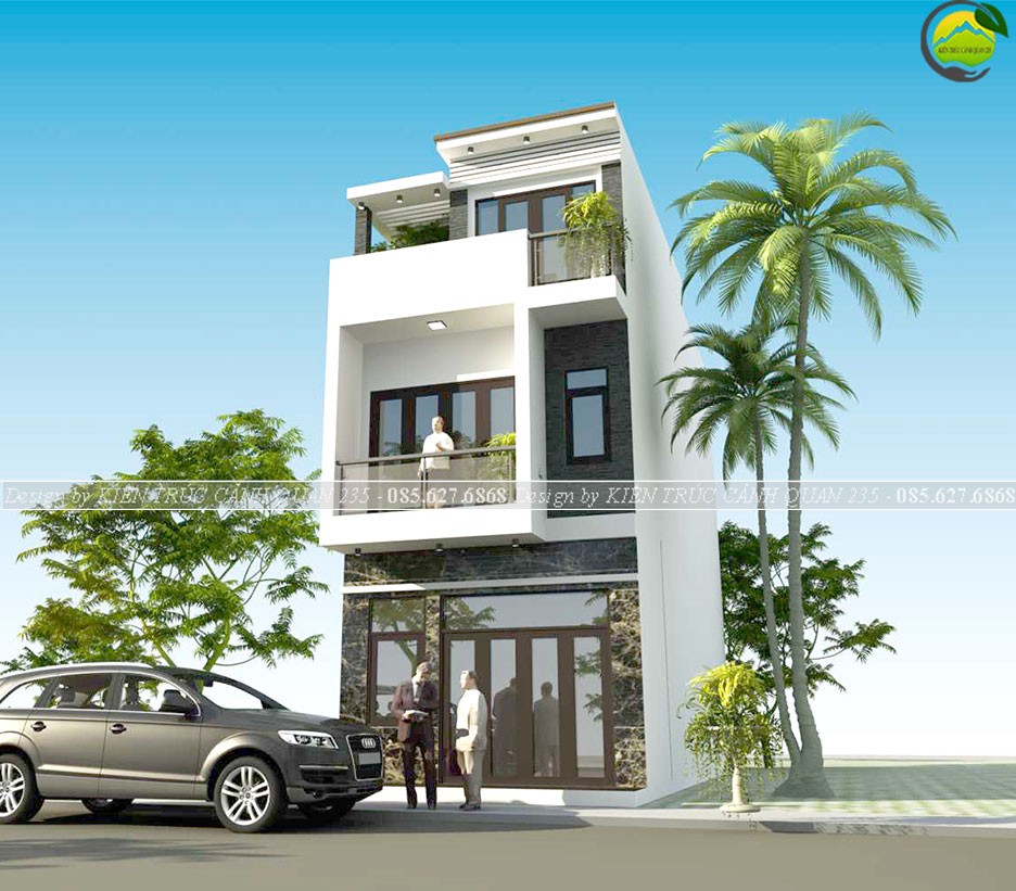 Nhà 3 tầng mái bằng dạng ống 14