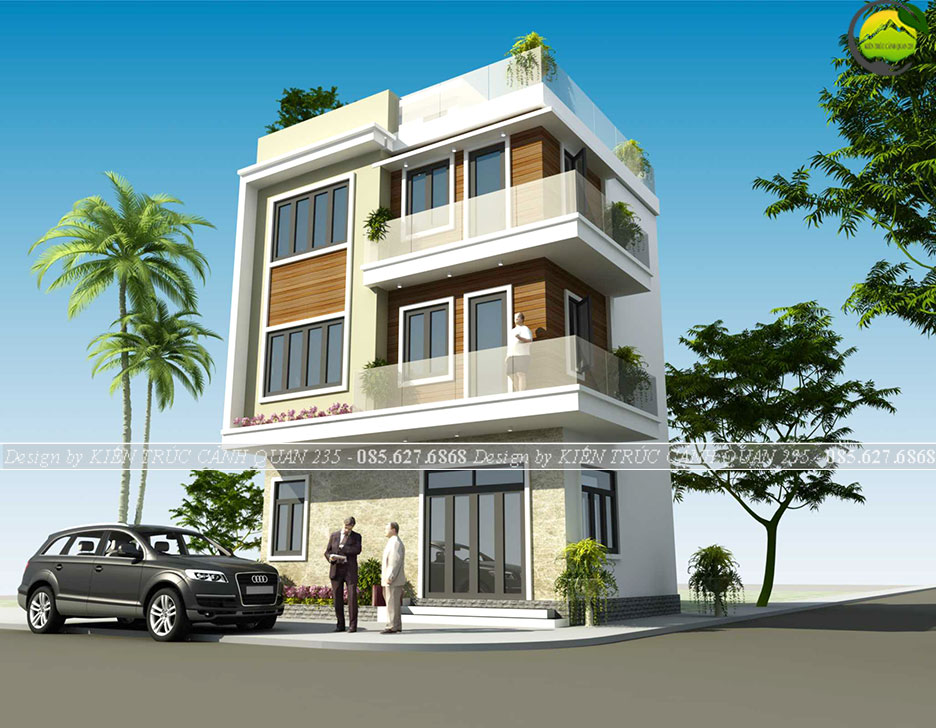 Nhà phố 3 tầng mái bằng lô góc 15