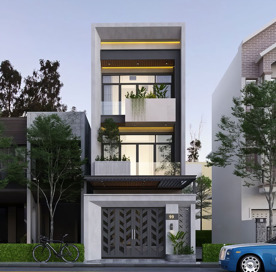 Mẫu nhà 3 tầng mái bằng đẹp 19