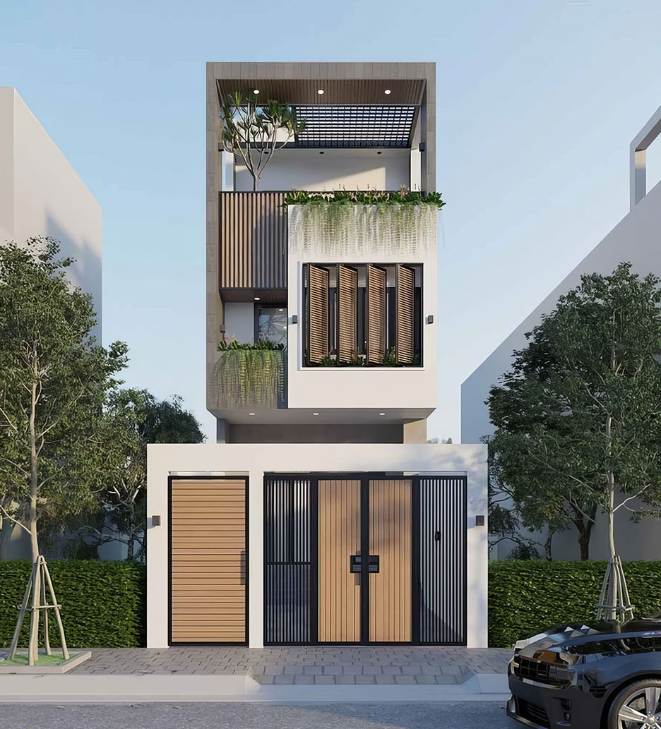 Nhà phố 3 tầng mái bằng hiện đại 22