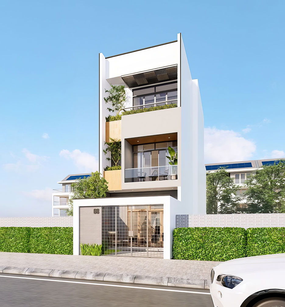 Nhà phố 3 tầng mái bằng hiện đại 23