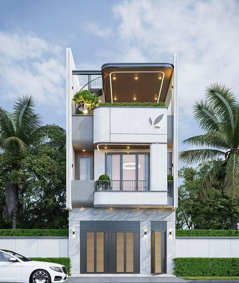 Mẫu nhà 3 tầng hiện đại mái bằng 34