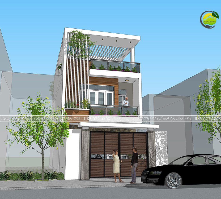 Mẫu nhà phố 3 tầng mái bằng đẹp 2