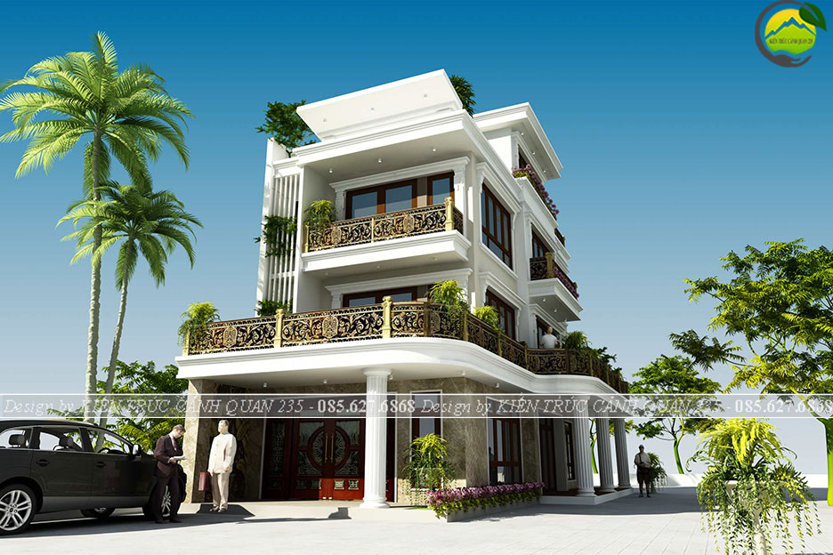 Mẫu nhà phố 3 tầng mái bằng đẹp 1