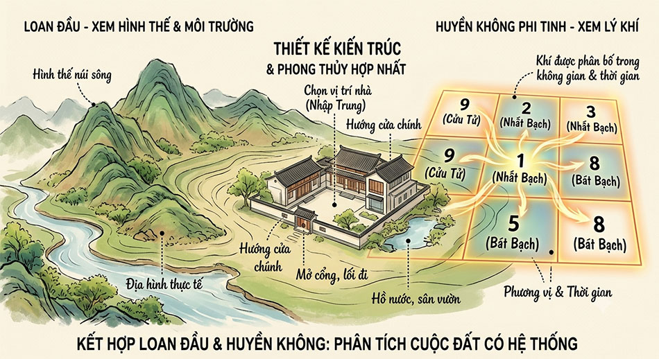 Loan đầu và huyền không phi tinh trong xây dựng kiến trúc